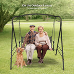 VINGLI Upgraded Metal Patio Porch Swing, 660 LBS Weight Capacity Steel Porch Swing Chair for Outdoors, Heavy Duty Garden Swing Bench for Gardens & Yards (Pattern 2)