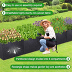POILKMNI 16x2x1ft Fabric Raised Garden Bed - Outdoor Planter Box Non-Woven Fabric Patio Planting Bed Garden Grow Bed Bag for Growing Herbs, Flowers and Vegetables
