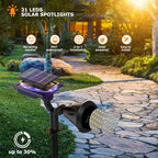 Solar Spot Lights - 21 LED Brightness, IP67 Waterproof, 2-in-1 Adjustable Solar Power Outdoor Lights for Fence, Warm White (6 Pack)