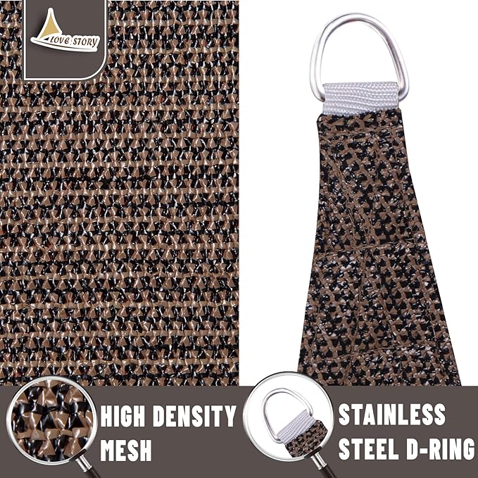 LOVE STORY Custom Size 12'x24' Brown Sun Shade Sail Rectangle UV Block Canopy Patio Sail Sunshades Fabric for Outdoor Garden Carport (We Make Custom Size)