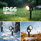 L LOHAS LED Outdoor Landscape Lighting, Auto On/Off 3000K Low Voltage Landscape Lighting, IP66 Waterproof Spot Lights for Yard, Outside, Garden, House, Pathway, Plant, Holiday Decor (6 Pack)