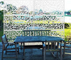 Decorative Privacy Fence, 47 x 72 Inch White Metal Freestanding Panel