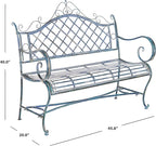 Safavieh PAT5017C Outdoor Collection Abner Antique Blue Wrought Iron 46-inch Garden Bench