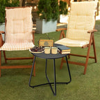danpinera Outdoor Side Tables with Flower Cut Outs, Weather Resistant Steel Patio Side Table, Small Round Outdoor End Table Metal Side Table for Patio Yard Balcony Garden Black