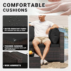 LEVELEVE 7 Pieces Outdoor Patio Furniture Sets,Rattan Conversation Sectional Set,Manual Weaving Wicker Patio Sofa with Tea Table(Black 7pcs)