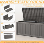 Outdoor Storage Box, Resin Deck Boxes Indoor and outdoor, Waterproof Storage Box Lockable Lid (Grey, 120 Gallon)