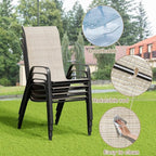 TLSUNNY Patio Dining Set 5 Pieces, All Weather Outdoor Furniture W/30"X 30" Table and 4 Stackable Textilene Chairs, Metal Table and Chairs for Lawn, Garden, Poolside, Backyard (Umbrella not Included)