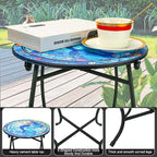 Fashion&cool Patio Side Table for Small Space, 14 Inch Weather Resistant Metal Side Table, Small Round End Table Accent Table for Patio Yard Porch Balcony Garden Bedside Plant Stand Indoor Outdoor