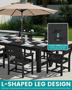 SERWALL Outdoor Dining Table Set, 67‘’ HDPE Patio Dining Set for 4, All-Weather Outdoor Table and Chairs Set for Deck, Black