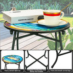 Fashion&cool Patio Side Table, 14 Inch Weather Resistant Metal Side Table, Small Round Outdoor End Table Accent Side Table for Patio Yard Porch Balcony Garden Bedside Plant Stand Indoor Outdoor