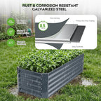 ZORMY 6×2×1.4ft Galvanized Raised Garden Bed Kit, Metal Planter Boxes Outdoor, High Raised Beds for Vegetables, Fruits, and Flowers - IronGrey