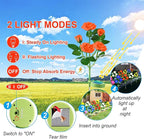 Solar Flower Lights Outdoor - Upgraded New Material Two Modes Realistic LED Solar Powered Waterproof Lights with 5 Roses, Solar Decorative Stake Lights for Garden (Orange, 2 Pack)
