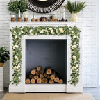 Champagne Eucalyptus Garland with Roses, 2 Pack Artificial Greenery