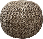 S & L Homes Pouf Ottoman - 100% Natural Jute Braided- Footrest Pouf Hand Knitted - Traditional Cord Boho Pouffe - for The Living Room, Bedroom, Nursery, Patio, Lounge (20" x 20" x 14")