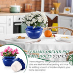 4 Sets African Violet Pots 6 Inch Self Watering Pot for Indoor Ceramic Self Watering Planter for Flower Lovers Ideal Plant Pot Thriving Flower Maintenance