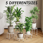 5-Pack Metal Plant Stands for Outdoor Indoor, Anti-Rust Iron Flower Pot Stand, Heavy Duty Plant Pot Shelf for Multiple Plant, Decoration Racks for Home, Patio & Garden (White)