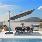 PURPLE LEAF 9 Feet Patio Umbrella Outdoor Cantilever Square Umbrella Aluminum Offset Umbrella with 360-degree Rotation for Garden Deck Pool Patio, Light Grey