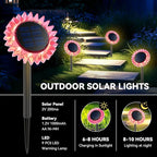 Outdoor Solar Lights, 4 Pack Led Solar Sunflower Lights, Stake/Wall 2-in-1 Waterproof Solar Garden Lights for Yard, Landscape, Fence, Patio, Driveway, Pathway, Backyard Decoration (Warm White)