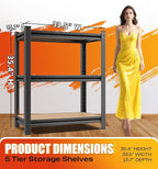 AOAORRG Set of 2 Garage Shelving Heavy Duty Storage Shelves, Metal Adjustable Shelving Unit, Utility Garage Organizer Shelf for Basement, Pantry, Kitchen, Warehouse, 15.7" Dx33.5 Wx35.4 H, Black