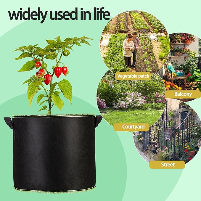 3-Pack 20 Gallon Grow Bags, Thickened Nonwoven Fabric Pots with Handles,Sturdy Garden Planters Aeration Gardening Container to for Plants, Vegetables, and Flowers