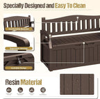 80-Gallon Outdoor Storage Bench, Waterproof Deck Box with Lockable Lid & Armrests for Patio, Garden, Pool, Brown