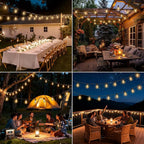 Solar String Lights Outdoor Waterproof with Remote & Timer, LED Shatterproof ST38 Bulbs, USB & Solar Powered Patio Lights for Backyard, Porch, Garden, Wedding, Christmas Decor (66FT)