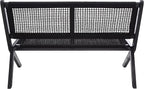 SAFAVIEH Outdoor Collection Kobina Black Acacia Wood/Black Rope Foldable Bench
