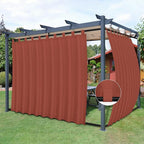 Easy-Going Outdoor Patio Curtains Detachable Tab Top Windproof Weatherproof Curtain for Cabana, Porch, Pergola and Gazebo, Tab Bottom Drape, 2 Panels, 110W x 108L inch, Terra Red
