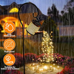 ZKLiLi Christmas Solar Watering Can with Cascading Lights Garden Decorative, Waterfall Outdoor Waterproof, Hanging Solar Lantern, Yard Decor,Gifts for Mom Grandma Women Birthday