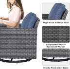 Belord 6 Piece Outdoor Furniture Patio Wicker Sofa Set, Oversize Outdoor Swivel Rocker Chairs with Rattan Ottomans, Conversation Sets Patio Furniture Come with Removable Washable Cushion Blue