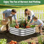 Hexagon Raised Garden Bed, 48 Inch Diagonal & 12 Inch Tall, Galvanized Steel Planter Box with Wave-Shaped Metal Panels for Outdoor Flower,Tree,Herb & Vegetable Garden (Silver, 4FT X 1FT)