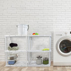Gracious Living 2 Pack Light Duty Storage Shelves, Knect-A-Shelf 3-Shelf Ventilated Shelving Rack Organizer for Home, Garage, Basement, Laundry, White