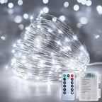 String Lights 33 Ft 100 LED Pure White Battery Powered Fairy Lights