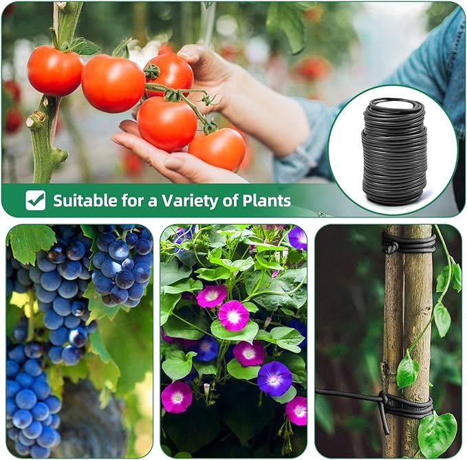 Decoroca Soft Plant Ties for Support - 65.6' Reusable Waterproof Plant Wire, Garden Twist, Office Organization and Decoration Binding（1pc/Black）