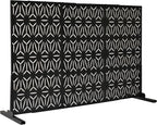 Oakland Living 6 ft. X 4 ft. Black Freestanding Metal Privacy Screen Room Divider