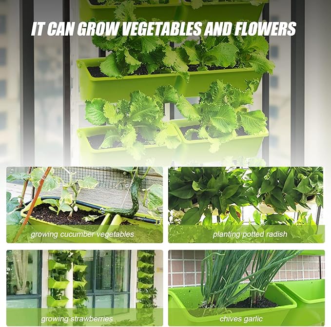LOYALHEARTDY Vertical Garden Wall Planter Wall Mounted Planter 4-Tier Vertical Garden Planters for Growing Strawberries, Flowers, Vegetables, Herbs Indoor/Outdoor Decoration (Light Green)