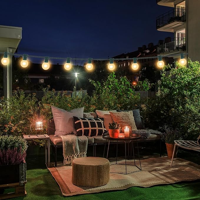 String Lights, 25 ft G40 Globe Outdoor with 25 Frosted Bulbs