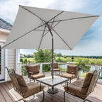 JEAREY 6.5x10 ft Rectangular Patio Umbrellas Rectangle Outdoor Umbrella with Push Button Tilt and Crank, Market Table Umbrella 6 Sturdy Ribs UV Protection for Poolside Garden Backyard Deck, Foggy Gray