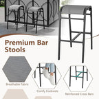 Tangkula 3-Piece Patio Bar Set, Grill Gazebo & 2 Bar Stools with Tempered Glass Bar Table, Metal Storage Shelves, Glass Holders, Double-Tier Soft Top Canopy BBQ Gazebo Shelter for Patio Garden (Grey)