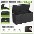 Flamaker Resin Deck Box 100 Gallon Large Lockable Outdoor Storage Box Waterproof for Patio Cushions, Tools, Pool Accessories (Black)
