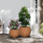 10 H x 14" Dia (10" Pot Opening) Round Fiberstone Planter with Drainage Hole, White, Indoor/Outdoor Large Plant Pot for Home Patio Garden, Ideal for Large Plants-Camel