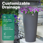 Step2 Tremont Tall Round Tapered Planter, 28" Tall 2-Pack, Indoor/Outdoor Plants, Efficient Drainage, Durable Resin, Dark Cedar