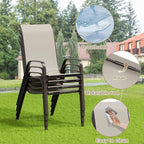 TLSUNNY Patio Dining Set 5 Pieces, All Weather Outdoor Furniture W/30"X 30" Table and 4 Stackable Textilene Chairs, Metal Table and Chairs for Patio, Lawn, Garden, Poolside, Backyard (Beige)
