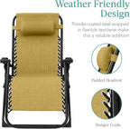 Best Choice Products Oversized Zero Gravity Chair, Folding Outdoor Patio Recliner, XL Anti Gravity Lounger w/Removable Cushion, Cup Holder, Side Tray, 350lb Capacity - Sunflower Yellow