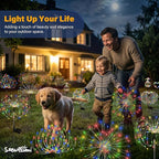 Solar Garden Lights Outdoor Decorative, 4pack 120 LED Firework Lights Waterproof，Solar Fairy Lights for Outside,Garden,Yard, Patio,Pathway,Flowerbed,Party(Multicolor)
