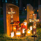 Solar Cross Garden Stake Lights 38inch Metal Outdoor Waterproof Memorial Garden Decor 2 Lighting Modes Cemetery Decorations for Grave for Remembrance Gifts & Sympathy Gifts