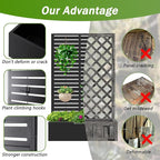 Metal Raised Garden Bed with Trellis,Planter Box for Climbing Plants, Vegetables & Vines, Features Drainage Holes and Privacy Screen.raised garden beds outdoor planters for porch (Black, 71"x35"x16")
