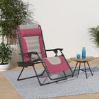 Best Choice Products Oversized Padded Zero Gravity Chair, Folding Outdoor Patio Recliner, XL Anti Gravity Lounger for Backyard w/Headrest, Cup Holder, Side Tray, Polyester Mesh - Pink/Taupe