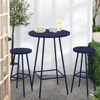 Best Choice Products 3-Piece Patio Dining Set, Bar Height, Outdoor Bistro Set, Outdoor Round Bar Table w/ 2 Bar Stools, Steel - Navy
