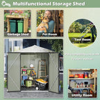 Devoko Outdoor Storage Shed 6 x 4 FT Lockable Metal Garden Shed Steel Anti-Corrosion Storage House with Double Lockable Door for Backyard Outdoor Patio (Gray)